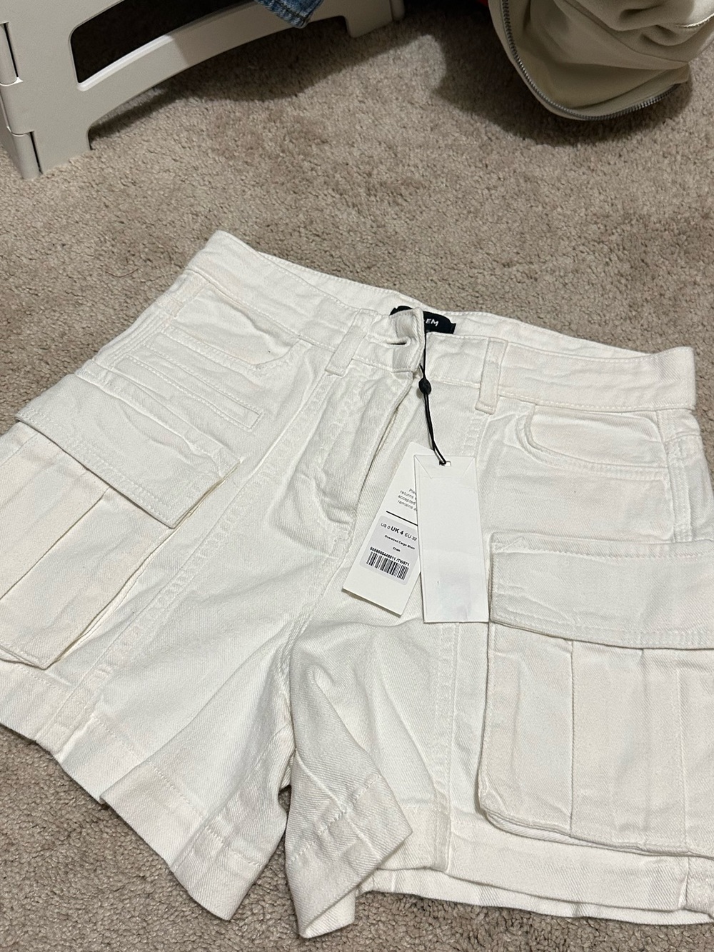 ME+EM White Utility Cargo Shorts